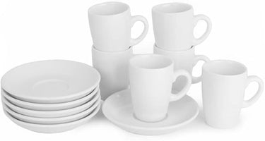 Holst Porzellan/Germany PA 154 FA3 Juego de 6 Tazas de Espresso 8 cl con platillo, blanco, 12 x 12 x 7.5 cm
